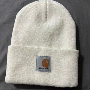 Carhartt Knit Beanie Hat White One Size Solid Pattern Spring Fashion